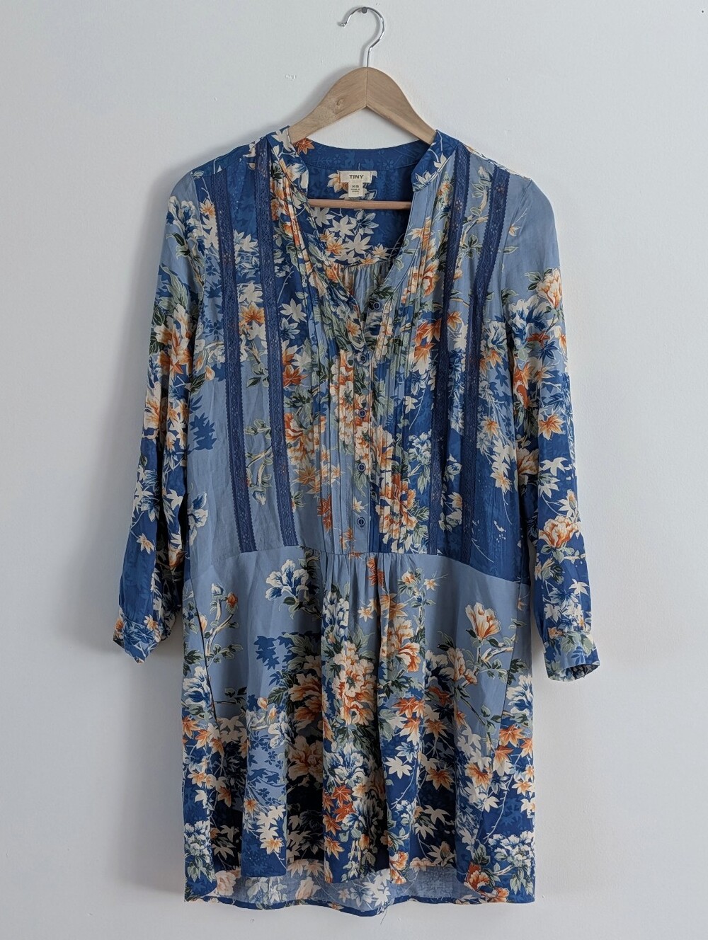 Anthropologie Floral Long-Sleeve Shirt Dress - XS